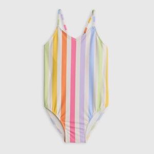 NWT QUINCE One Piece Swimsuit In Rainbow Stripe 3T Toddler Kid 6841